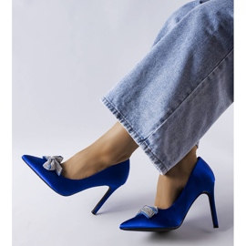 Alfileres azules con acabado satinado y lazo Mia 2 Alfileres azules con acabado satinado y lazo Mia 2