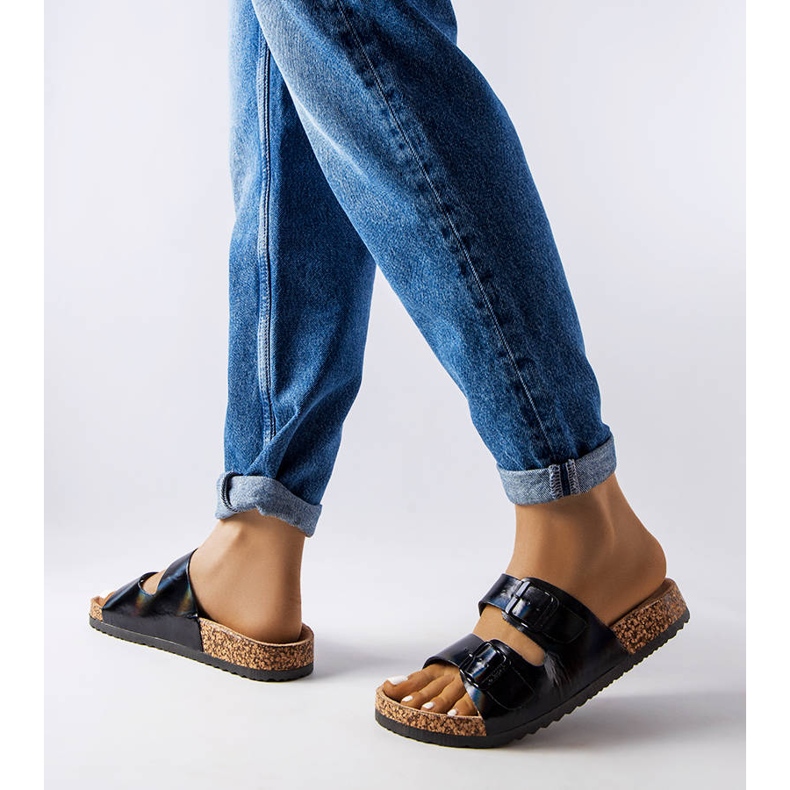 Chanclas de corcho negras con hebillas de Lee Cooper LCW-22-35-1154L negro 2