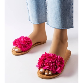 Babucha Alfrida rosa con flores rosado 1