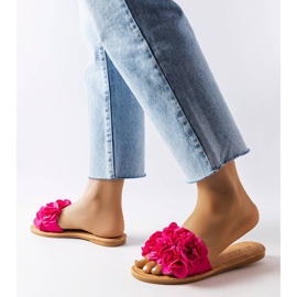 Babucha Alfrida rosa con flores rosado 2 Babucha Alfrida rosa con flores rosado 2