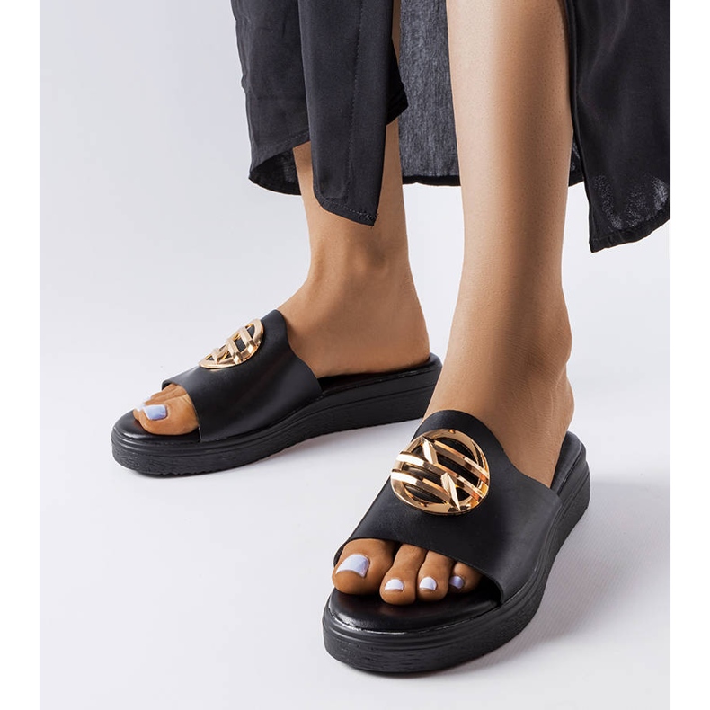 Chanclas negras con plataforma Michelle negro 1