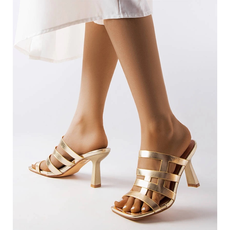 Chanclas de oro en un alfiler dorado 1