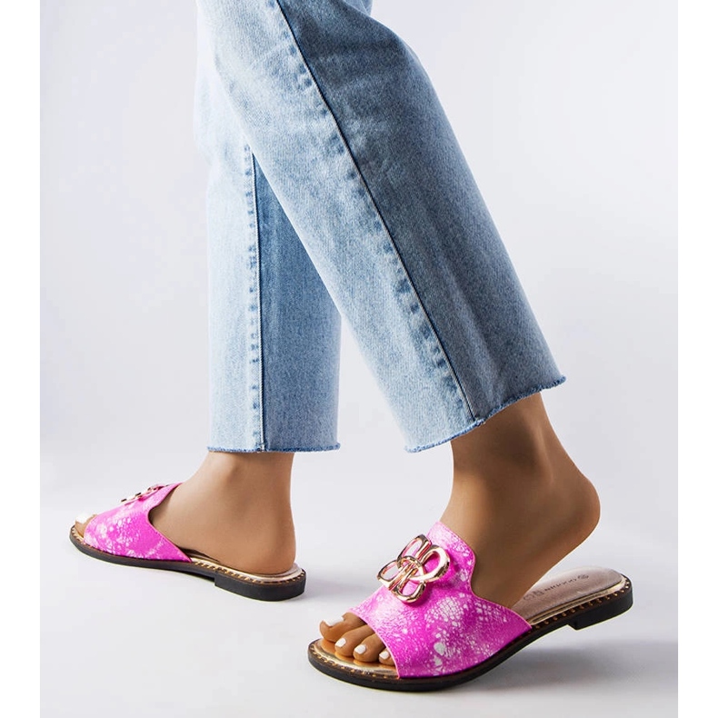 Inna Zapatillas casa de mujer rosas con hebilla Lea 2