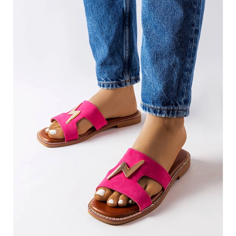 Chanclas rosas planas de Leyra rosado 1