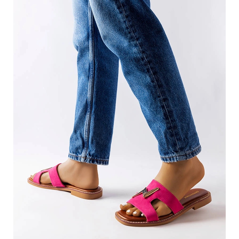 Chanclas rosas planas de Leyra rosado 2