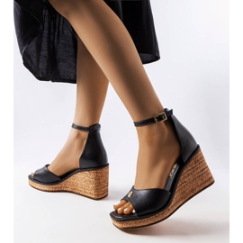 Sandalias de cuña negras de Karino negro 1