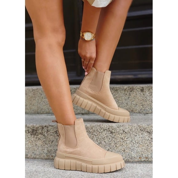 Botas Chelsea deportivas de mujer beige oscuro 1