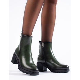 Botines mujer tacón verde oscuro Vinceza 1