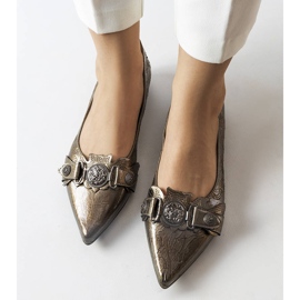 Zapatos de salón plateados con tacón bajo de Siciliano gris 3
