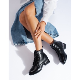 Botas planas Vinceza negras con cordones negro 1