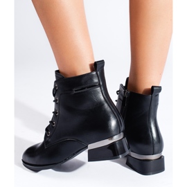 Botas planas Vinceza negras con cordones negro 3