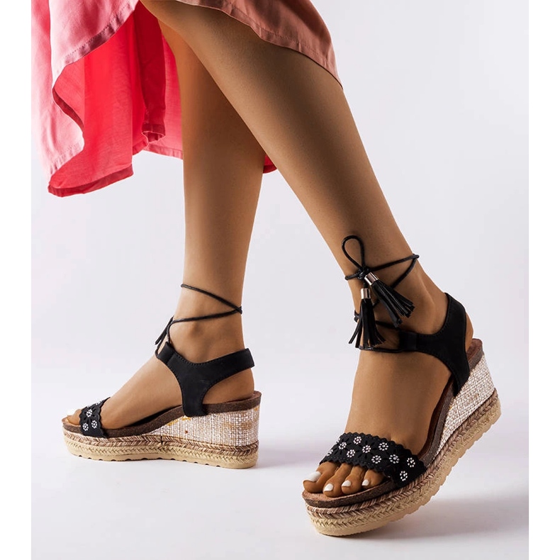 Alpargatas cuña Tahoe negras negro 1