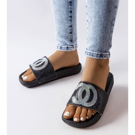Chanclas negras decoradas con pedrería de Glendale negro 1