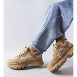 Chunky sneakers beige oscuro 2
