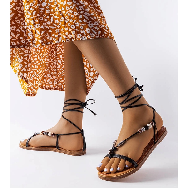 Sandalias negras decoradas con cuentas Galliano negro 1