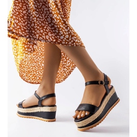 Access sandalias cuña negras negro 1