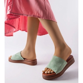 Zapatillas casa verdes con pala calada de Idabel 2 Zapatillas casa verdes con pala calada de Idabel 2