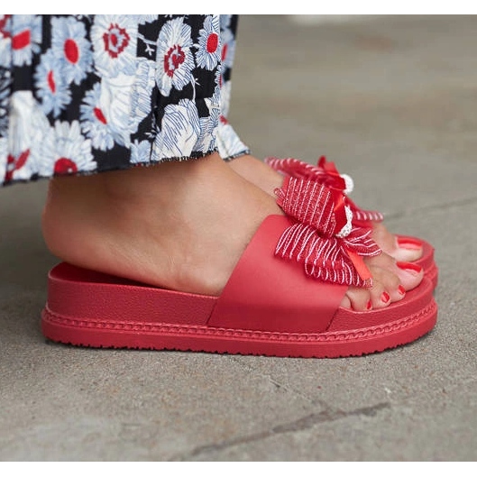 Chanclas rojas con lazo de Dido rojo 1 Chanclas rojas con lazo de Dido rojo 1
