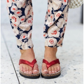 Sandalias cuña brocado rojas de Isidoro rojo 2