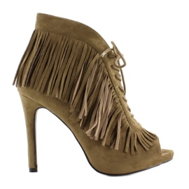 Botas abiertas con cordones, estilo boho 11015 Verde 1 Botas abiertas con cordones, estilo boho 11015 Verde 1