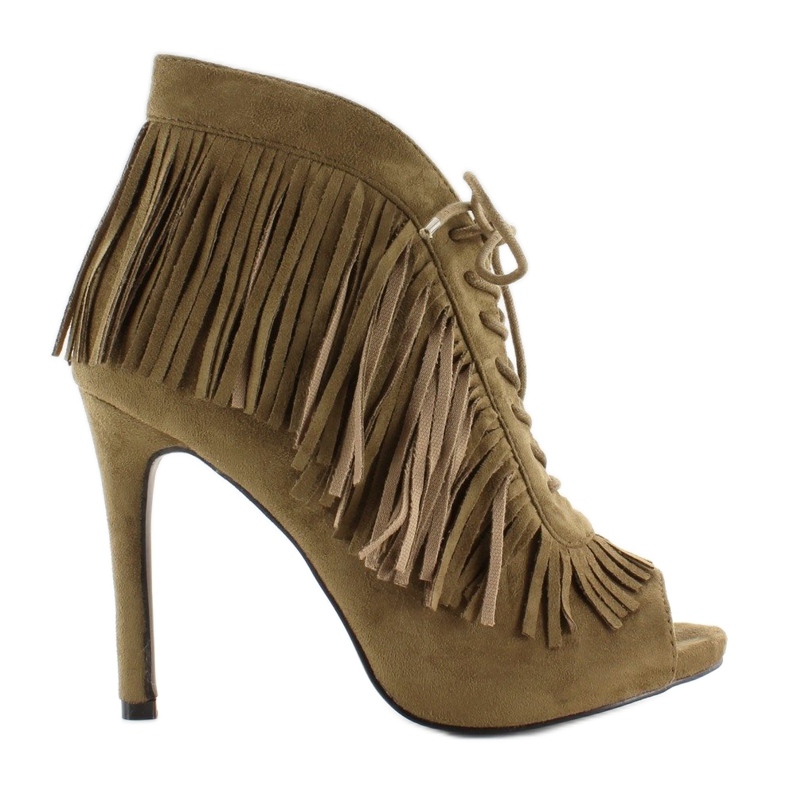 Botas abiertas con cordones, estilo boho 11015 Verde 1 Botas abiertas con cordones, estilo boho 11015 Verde 1