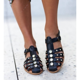 Sandalias negras decoradas con pedrería de Gaetano negro 1 Sandalias negras decoradas con pedrería de Gaetano negro 1