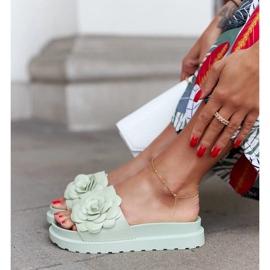 Babuchas verdes con flor de Paciano 2