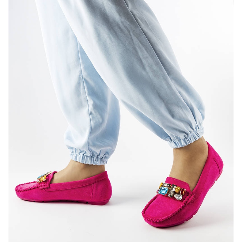 Mocasines rosas con suela de cuero de Bertrand rosado 1