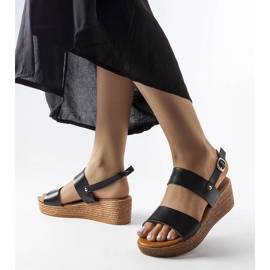 Sandalias de cuña negras de Pogibonsi negro 1