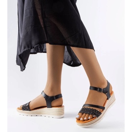 Sandalias de cuña negras de Ferdinando negro 1