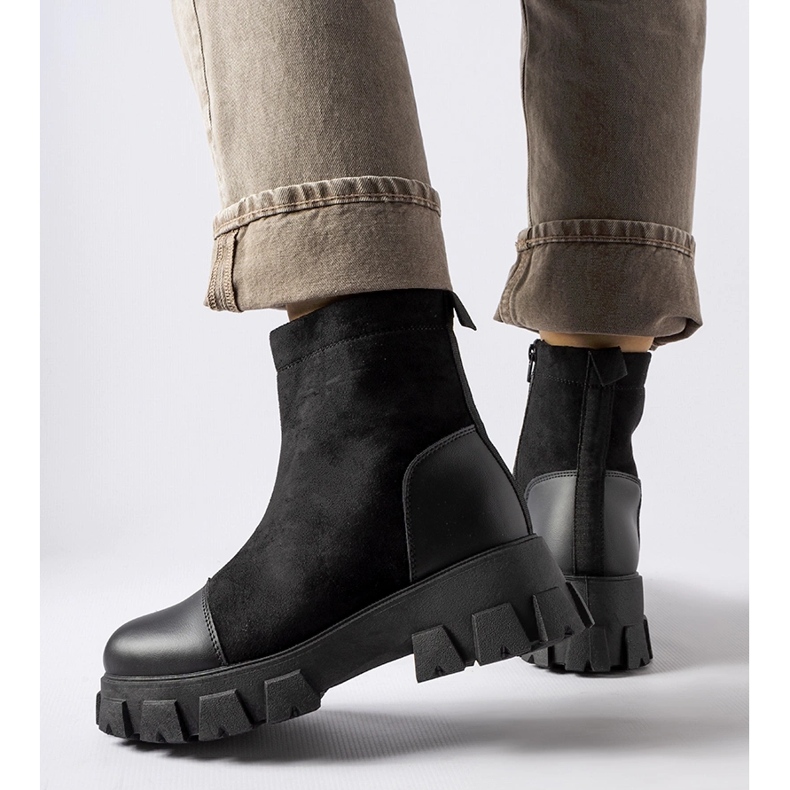 Trabajadoras de ante ecológico negro con banda de rodadura Milo B026-17 Black 1