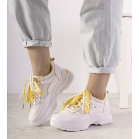 Zapatillas blancas con inserciones Splitters amarillas blanco amarillo 2