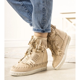 Zapatillas Dias con cuña beige 2