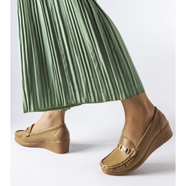 Mocasines con hebilla de cuña marrones de Lerino beige 1