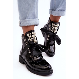 Botines Lacados Decorados Negro Sirdre 10