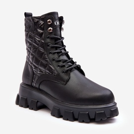 Botas Obrera de Piel con Tacón Plano GOE MM2N4021 Negro 3