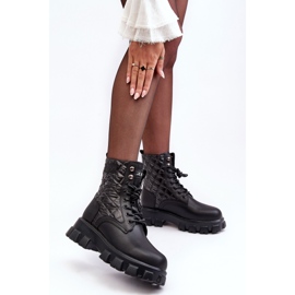 Botas Obrera de Piel con Tacón Plano GOE MM2N4021 Negro 5