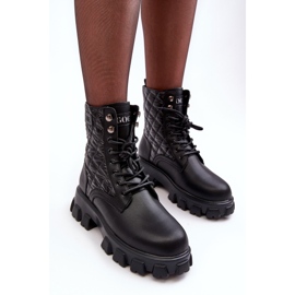 Botas Obrera de Piel con Tacón Plano GOE MM2N4021 Negro 8