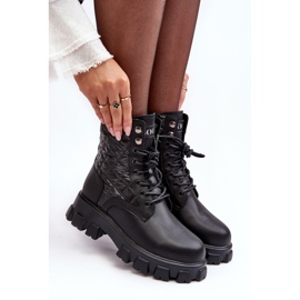 Botas Obrera de Piel con Tacón Plano GOE MM2N4021 Negro 2