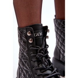 Botas Obrera de Piel con Tacón Plano GOE MM2N4021 Negro 7