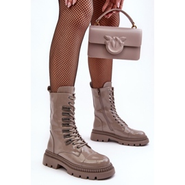 Botines Worker Mujer con Cordones Beige Oscuro S.Barski MR870-72 10