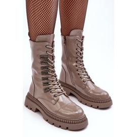 Botines Worker Mujer con Cordones Beige Oscuro S.Barski MR870-72 7