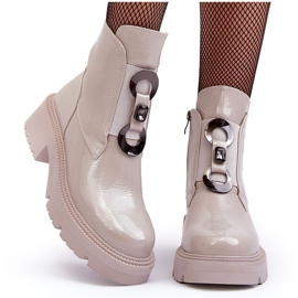 Botas Mujer Charol Con Adorno Beige S.Barski MR870-53 10