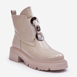 Botas Mujer Charol Con Adorno Beige S.Barski MR870-53 1