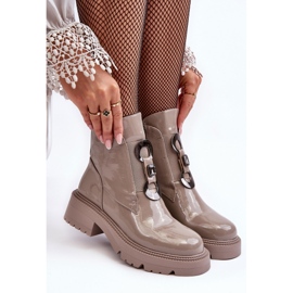 Botas Mujer Charol Con Adorno Beige S.Barski MR870-53 2