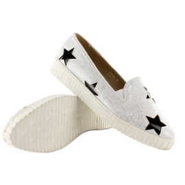 Deportivas con estrellas, suela alta FE454 Bała blanco negro gris 2