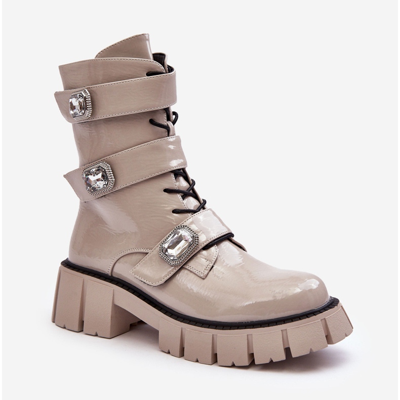 Botas Obrera Mujer Charol Gris Claro S.Barski MR870-61 1