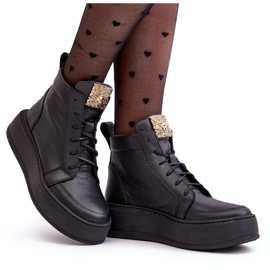 Botines Con Cordones Y Adorno De Piel, Negro Nicole 2833 10