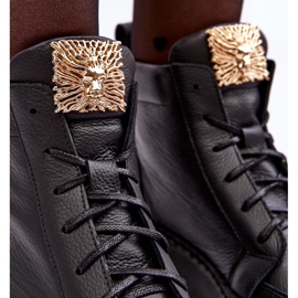 Botines Con Cordones Y Adorno De Piel, Negro Nicole 2833 5