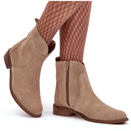 Botas Mujer Ante Con Cremallera Beige Nicole 2829 9